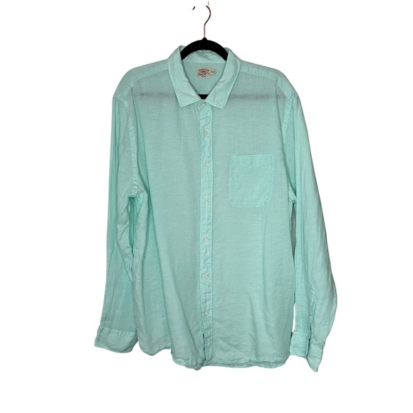 Faherty Linen Long Sleeve Button Down Shirt Mint Green XXL Menswear - Picture 1 of 12